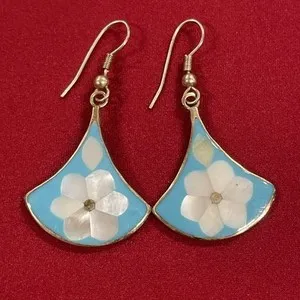 Authentic Whispers of the Sapphire Breeze Gilded Dangle Earrings