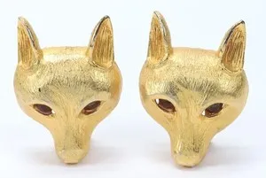Authentic Golden Fox Spirit Clip‑On Earrings – Whispering Wild Wisdom