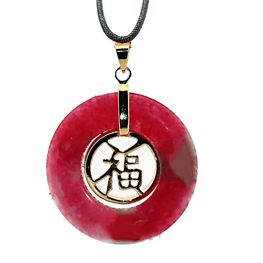 Authentic 1Pc Red Jade Pendant For Women Gold Plated Pendant Blessing 福 Lucky Charms HOT