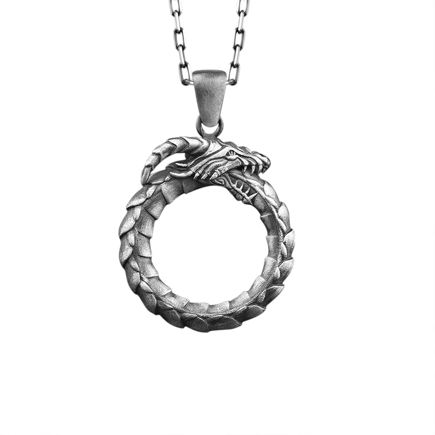 Authentic Dragon Ouroboros in Gold Plated 925k Silver Necklace for Wife or Friend Gift