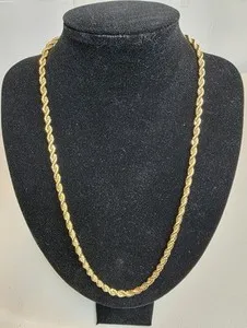 Authentic Eternal Bond: 14K Gold Plated Rope Chain Necklace for Spiritual Connection