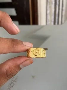 Authentic The Cosmic Resonance Band - Gold Plated Sterling Silver Om and Swastik Ring