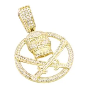 Authentic Gold‑Plated Buccaneer’s Skull Pendant – Mystic Silver & Topaz Talisman