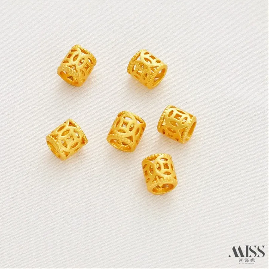 Authentic Eternal Radiance: 18K Sand Gold Coin Bead of Cosmic Harmony
