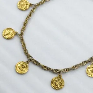Authentic Coco Mark Coin Charm Necklace – Golden Radiance of the Eternal Journey