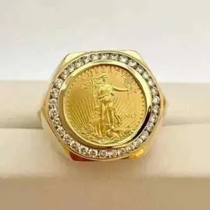 Authentic The Sovereign Liberty Moissanite Talisman in 14k Yellow Gold Plated Sterling Silver