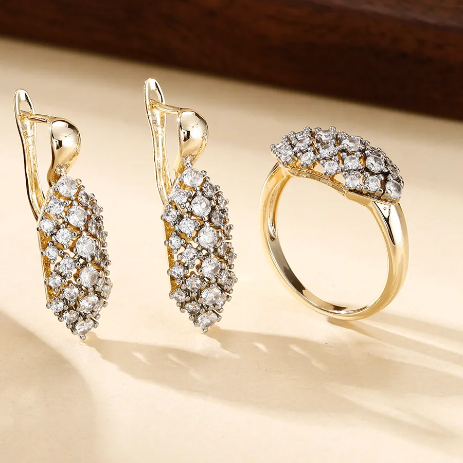 Authentic Celestial Zircon Halo Trifecta: Oval Earrings & Rings