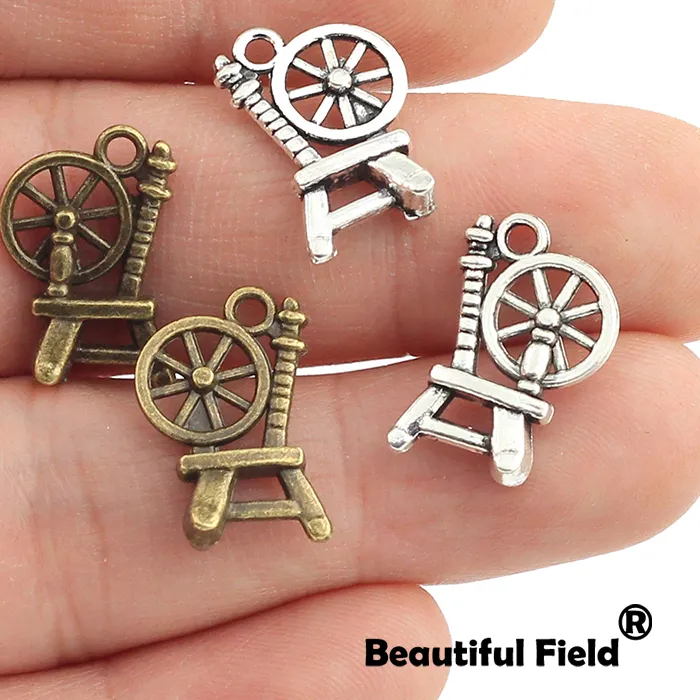 Authentic 18pcs 18X13mm Antique Tibetan Silver Bronze Charms Bracelet Necklace Pendant Spinning Wheel A121