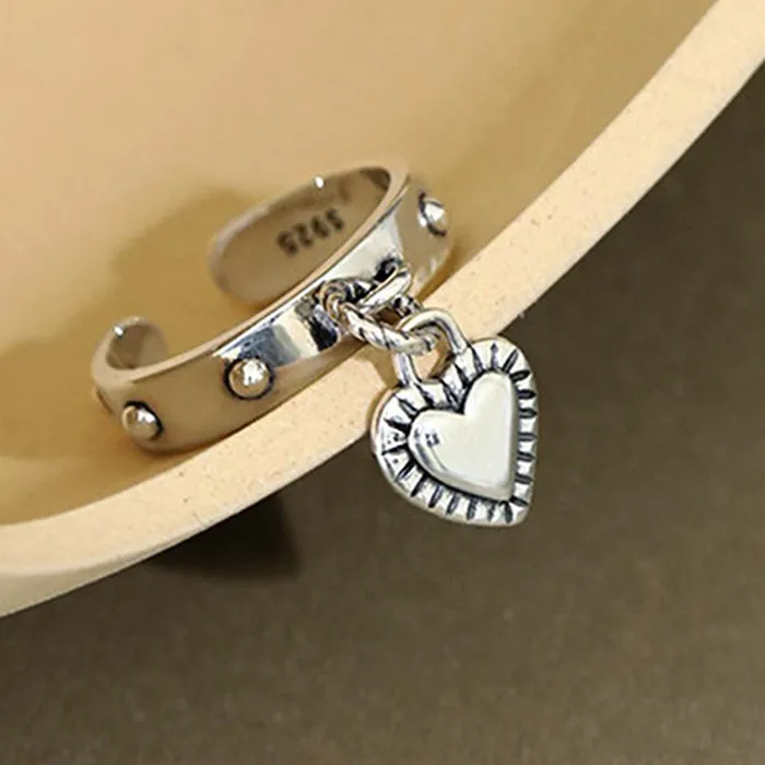 Authentic The Eternal Embrace Sterling Silver Love Heart Tassel Rings For Couples