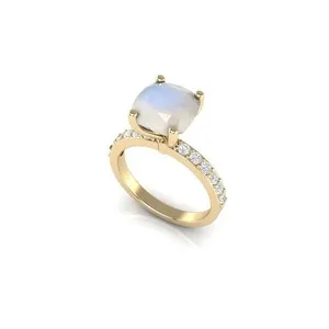 Authentic Celestial Radiance Moonstone Solitaire Ring