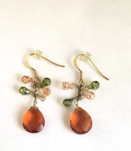 Authentic Baltic Amber Tear Drop Earrings Gold Plated Sterling Silver 925 5165