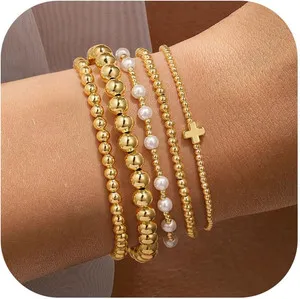 Authentic Radiant Orbit 14K Gold-Plated Beaded Bracelet Ensemble