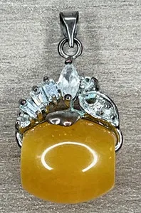 Authentic The Solar Alchemist's Amulet: Butterscotch Amber in Lunar White Gold