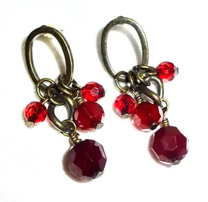 Authentic Caliente Crimson Amulet Earrings: Vessels of Radiant Vitality