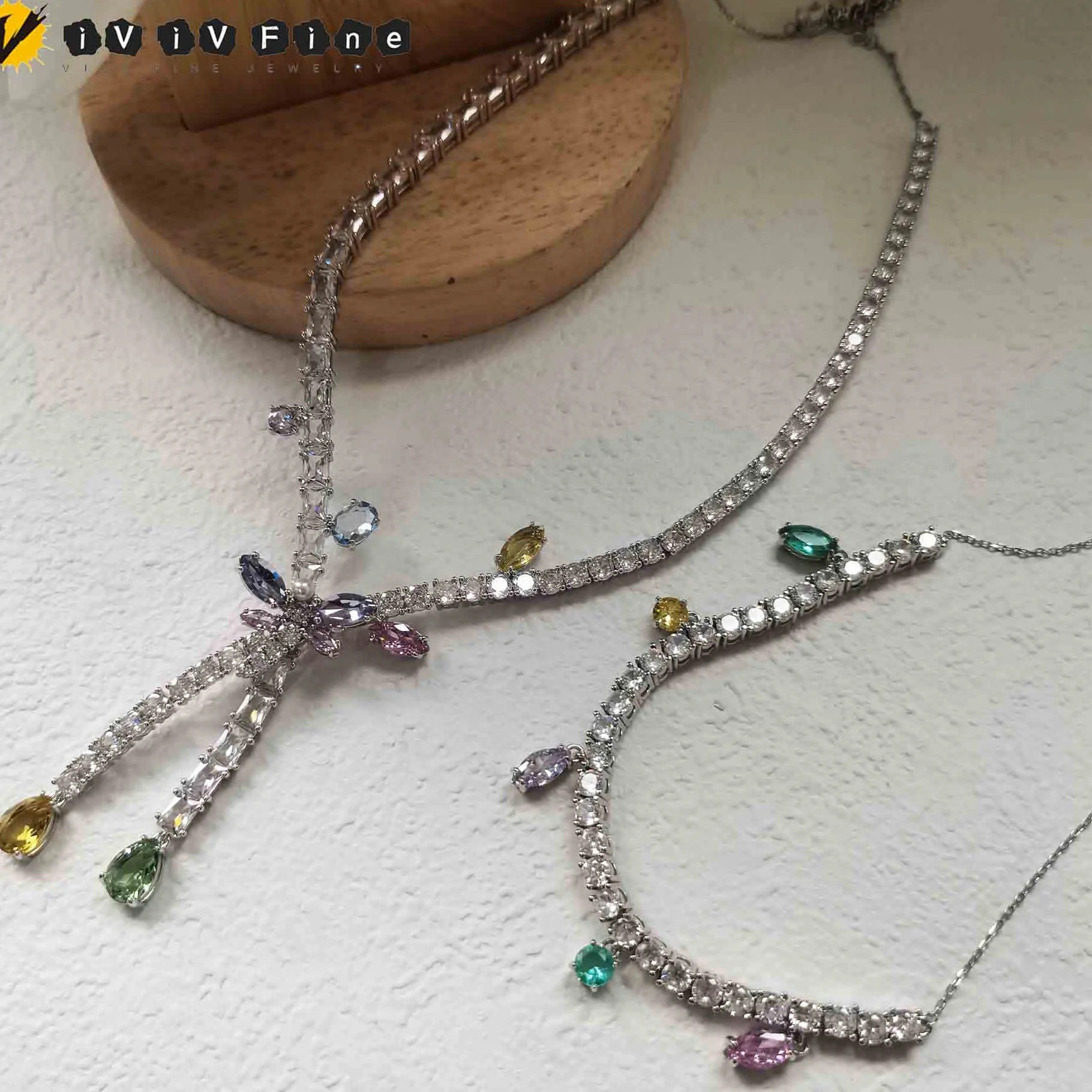 Authentic 2026 Candy Collection Yellow Mixed Crystal Necklace Jewelry Set Women's Luxury Stackable Long Earring Bracelet Romantic