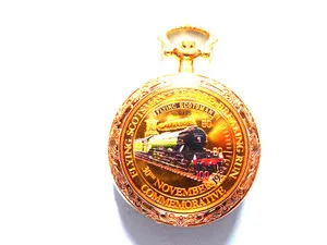 Authentic The Golden Locomotive of Time: Flying Scotsman 4472 Hunter Pocket Watch