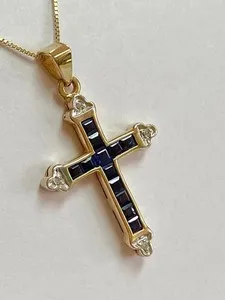 Authentic Celestial Radiance Cross Pendant in 14K Gold Over Sterling