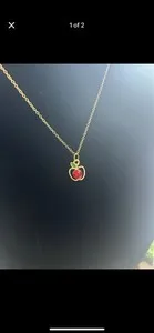Authentic Apple Pendant Necklace Gold Plated Chain Women Jewelry Gift Fashion Accessories