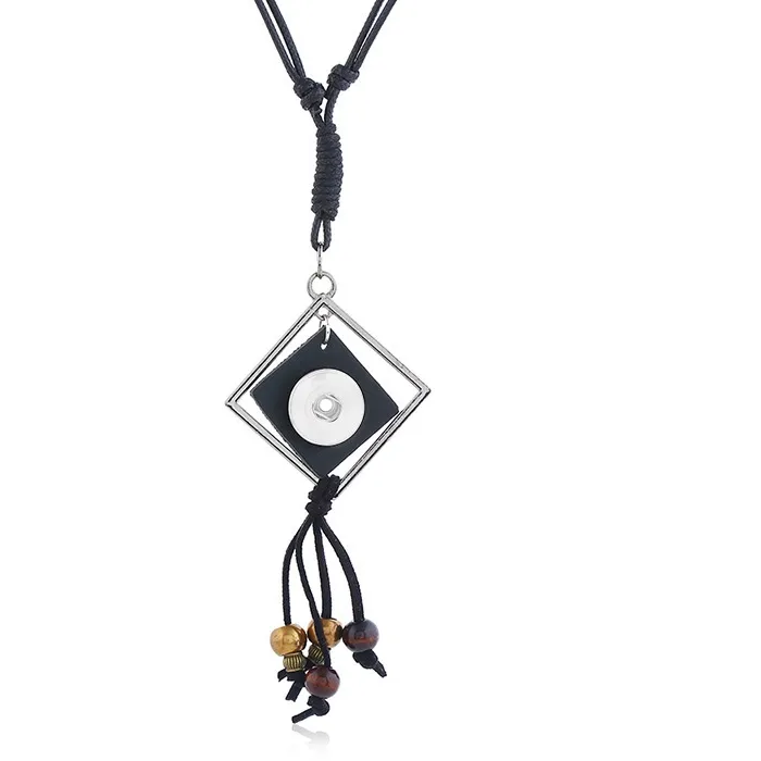 Authentic Luwellever Handmade Genuine Leather Woven Necklace 070 Square Fit 18Mm Button Interchangeable Jewelry
