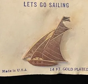 Authentic The Mariner s Horizon 14k Gold Plated Vintage Sailing Brooch
