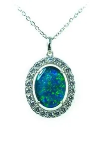 Authentic Celestial Fire: Australian Triplet Opal Amulet in Radiant White Gold