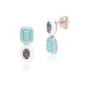 Authentic Siberian Waltz: Celestial Opal and Turquoise Talisman Earrings