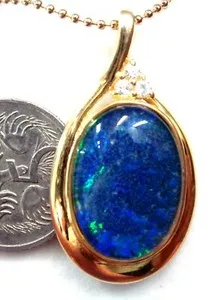 Authentic The Eclipse Veil: Natural Black Triplet Opal & Gold-Plated Talisman