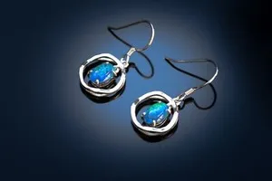 Authentic Celestial Fire: Australian Triplet Opal Earrings in Gilded Silver