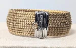 Authentic The Celestial Cable — 18K White Gold Slide Bracelet Adorned in Golden Radiance