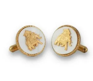 Authentic The Gilded Guardian: Mother of Pearl Elephant Cufflinks