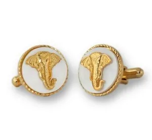 Authentic Radiant Ivory Tide Elephant Cufflinks in 18 Karat Gold