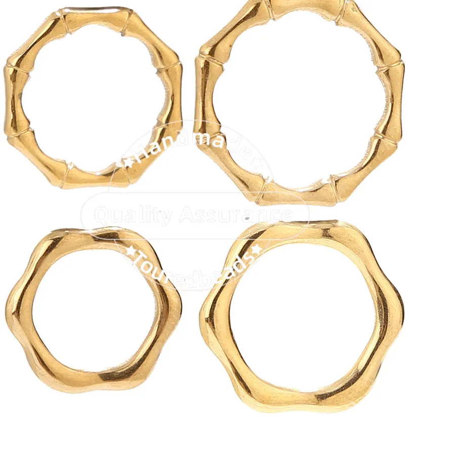 Authentic 5pcs Stainless Steel Bamboo Circle Link Charms Round Connectors for DIY Jewelry Making Findings Supplies 16mm  21mm