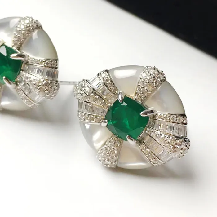 Authentic Celestial Tide Earrings: Green Zircon Shells for Harmonious Souls