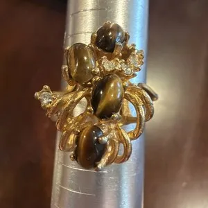 Authentic The Golden Tiger's Eye Cluster Ring A Symbol Of Strength And Protection