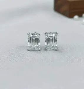 Authentic Radiant Luminesce Emerald Cut Diamond Studs
