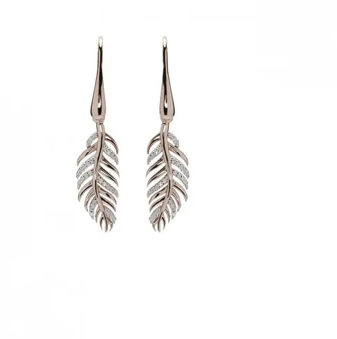 Authentic Celestial Plume Drop Earrings in Gilded Rose Essence