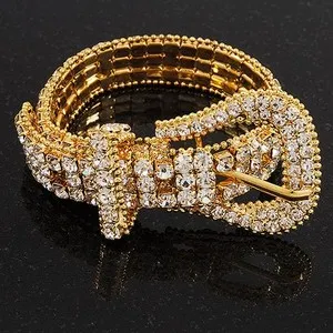 Authentic Radiant Clasp of Light Gold-Plated Diamante Buckle Bracelet