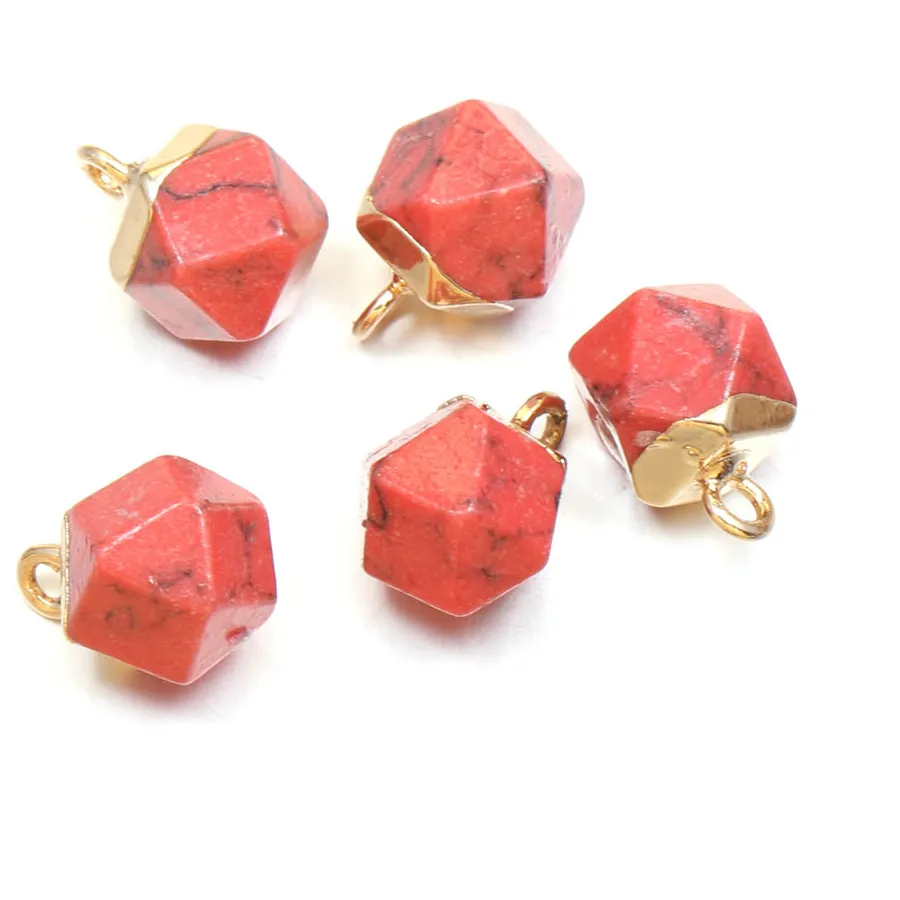 Authentic Gold Plated Faceted Square Natural Stone Pendant Charms For DIY Earring Bracelet Necklace Handmade Jewelry Making Accessories