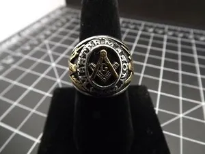 Authentic The Gilded Compass Anodized Gold Masonic Ring