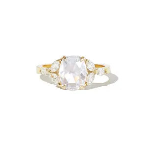 Authentic The Golden Halo Cushion Moissanite Ring