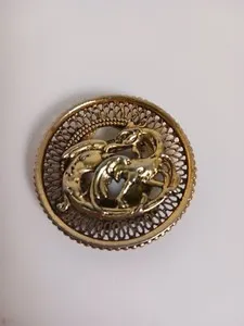 Authentic Art Signed Large 2 inch Gold plated Brooch Clip Greek Mythical Phoenix Rare
