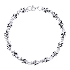 Authentic The Gentle Guide: Baby Elephant Link 14K White Gold Plated Sterling Silver Bracelet