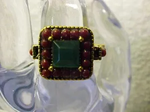 Authentic The Sovereign Verdant Flame: Princess Cut Emerald and Ruby Ring