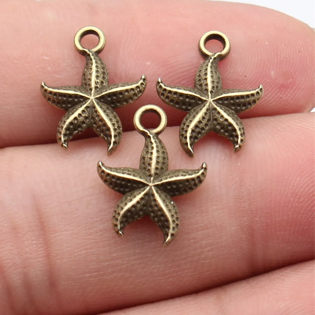 Authentic 20pcs 17x12mm 3 Colors Antique Silver Color Antique Gold Color Antique Bronze Color Starfish Charms Jewelry Making Accessories