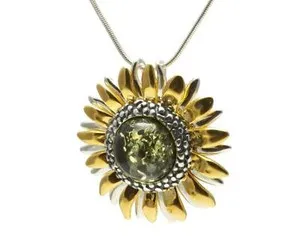 Authentic Radiant Sun-Warmed Baltic Amber Gold-Plated Sanctuary Pendant