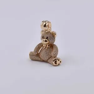 Authentic Unique 2.45Ct Lab Created Diamond Round TEDDY BEAR Pendant 14k Rose Gold Plated