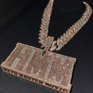 Authentic The Custom HMM Cipher: 14K Rose Gold-Plated Sacred Monogram Pendant with Cuban Chain