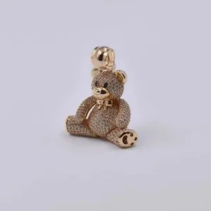 Authentic Unique 2.45Ct Lab Created Diamond Round TEDDY BEAR Pendant 14k Rose Gold Plated