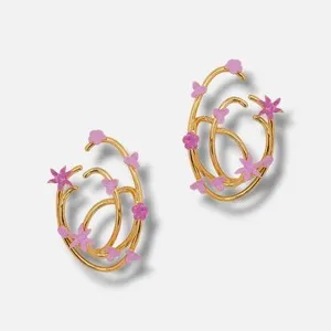 Authentic Golden Blossom Enamel Talisman Earrings