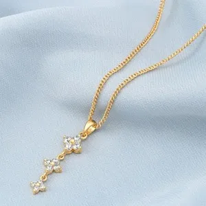 Authentic The Blossoming Trinity Golden Drop Pendant